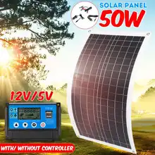 50 Вт Гибкая солнечная панель модуль солнечных батарей+ 10/20/30/40/50A контроллер для автомобиля яхты светодиодный светильник 12 В батарея лодка наружное зарядное устройство