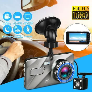 

Dash Cam New Dual Lens Car DVR Camera Full HD 1080P 4 IPS Front+Rear Blue Mirror Night Vision Video Recorder Parking Monitor