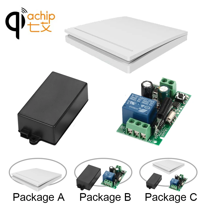 

QIACHIP 433MHz Wireless Remote Control Switch AC 85V 110V 220V 1CH Relay 433 MHz Learning Receiver Module Light Lamp Controller