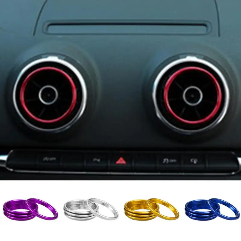 

4Pcs Stainless Steel Oxidation Process Interior Heater Air Vent Outlet Ring Cover Trim A3 Car Decoration