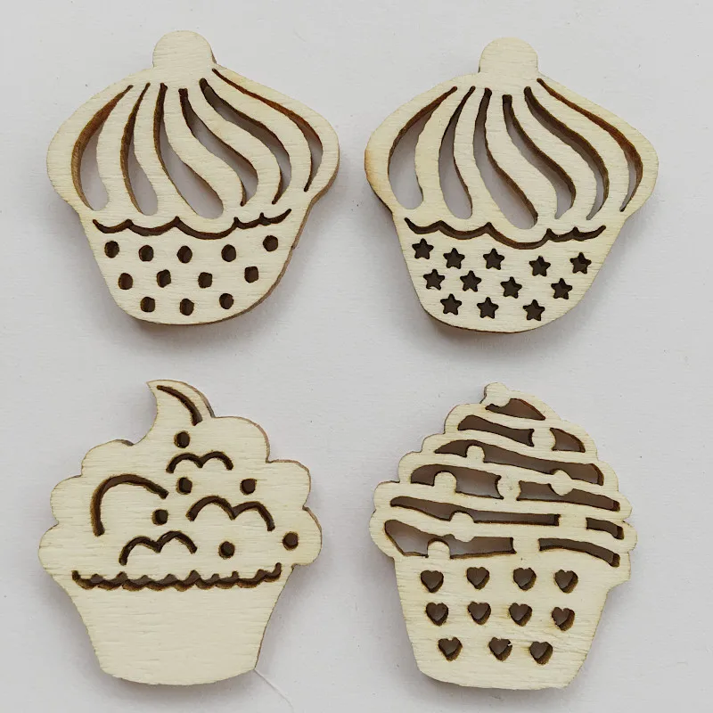 

50pcs Unfinished Blank Wood Cupcakes Wooden Cutout Tiles for DIY Arts Crafts Handmade Wedding Ornaments Centerpieces