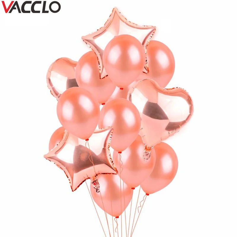 Vacclo Rose Gold Heart Balloon Foil Champagne Star Balloons Wedding Party Decor Latex Ballon for Birthday Party Decorations Vacclo Rose Gold Heart Balloon Foil Champagne Star Balloons Wedding Party Decor Latex Ballon for Birthday Party Decorations