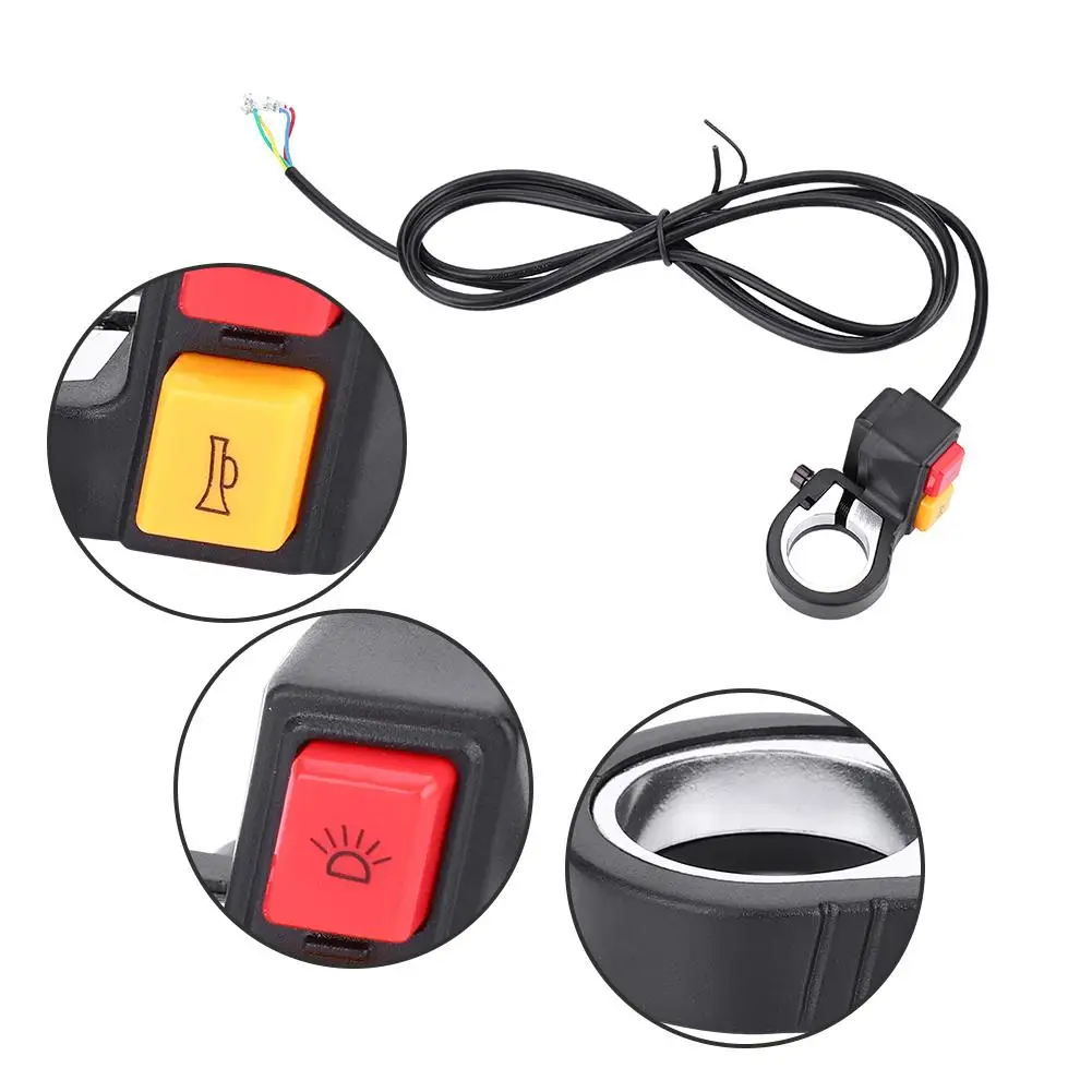 2 in 1 Electric Bike Head Light Horn Switch Turn Signal Switch Button for 22.5mm Handlebar Motorcycle E-Bike Electric Scooter