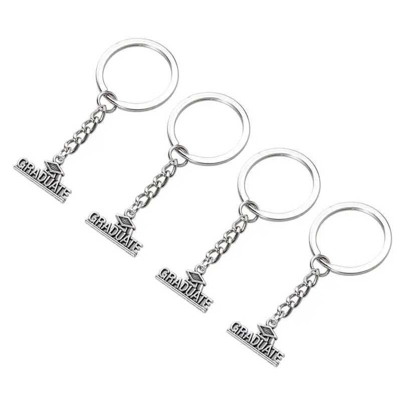 

4pcs Creative Decor Simple Hanging Keyring Graduation Keychain Gift Keychain for Student Graduate Party