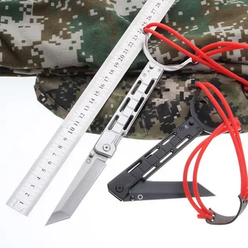 

Petrified fish Bearing Folding Knife Multi-function Tool Outdoor Camping Hunting Tactical Survival Slingshot Pocket EDC Tool