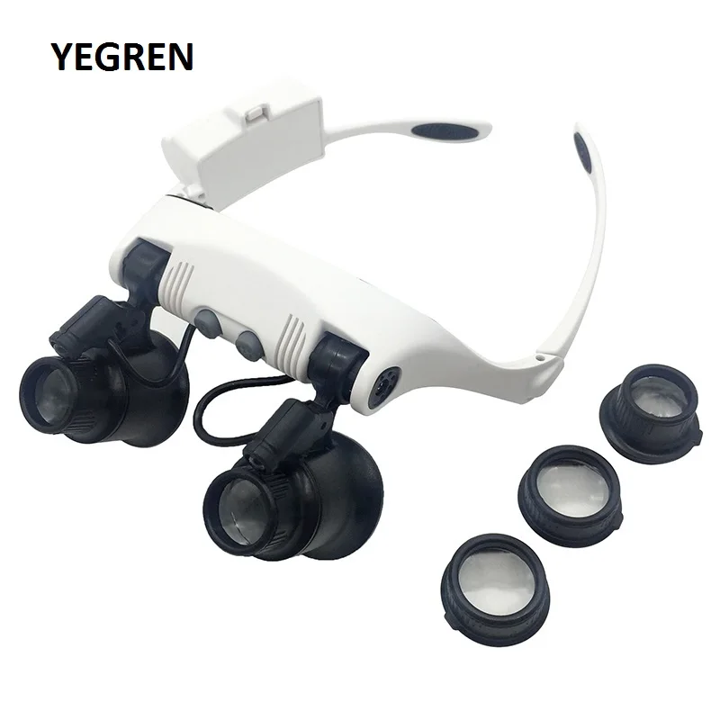 

Headware Magnifying Glasses Eyeglass Magnifier with 2 LED Light for Jewelry Appreciation Stamps Collecting Clock Repairing 10X