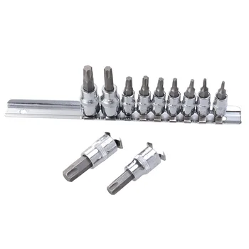 

11PCS/Set Bit Socket Tools Professional Practical Chrome Vanadium Steel Bit Sockets for Mechanical Use Industrial Automobile A30