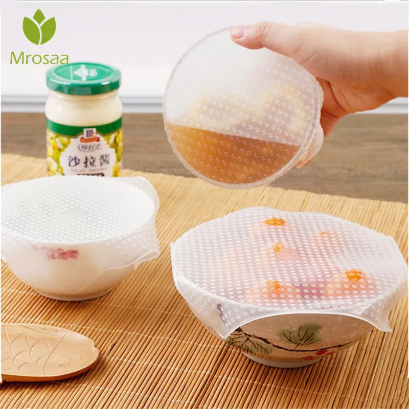 

4pcs/set Silicone Cover Reusable Silicone stretch lids Multifunctional Silicone Wrap Seal Lid Food Fresh Keeping Kitchen Tool