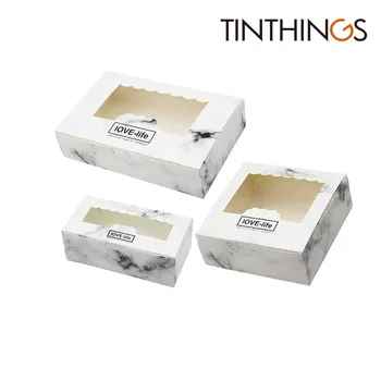 

20PCS Marble Box Paper Gift Packaging Food Cookie Candy Box Wedding Gift Party Favors Cake Box With Window Cardboard Present