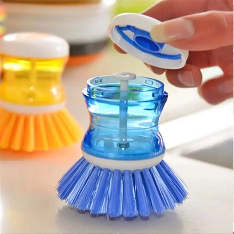 1 шт. кухонная пластиковая нейлоновая щетина чистящее средство для мыла диспенсер щетка скруббер для кастрюль посуда кухонная раковина случайный цвет