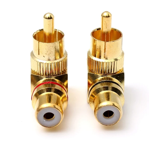 2 шт. латунные RCA коннекторы под прямым углом переходник Папа мама 90 градусов