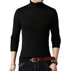 Зимняя высокая шея мягкий эластичность свитер белый черный Для мужчин Свитеры с высоким воротом Slim Fit пуловер Для мужчин Трикотаж Мужской