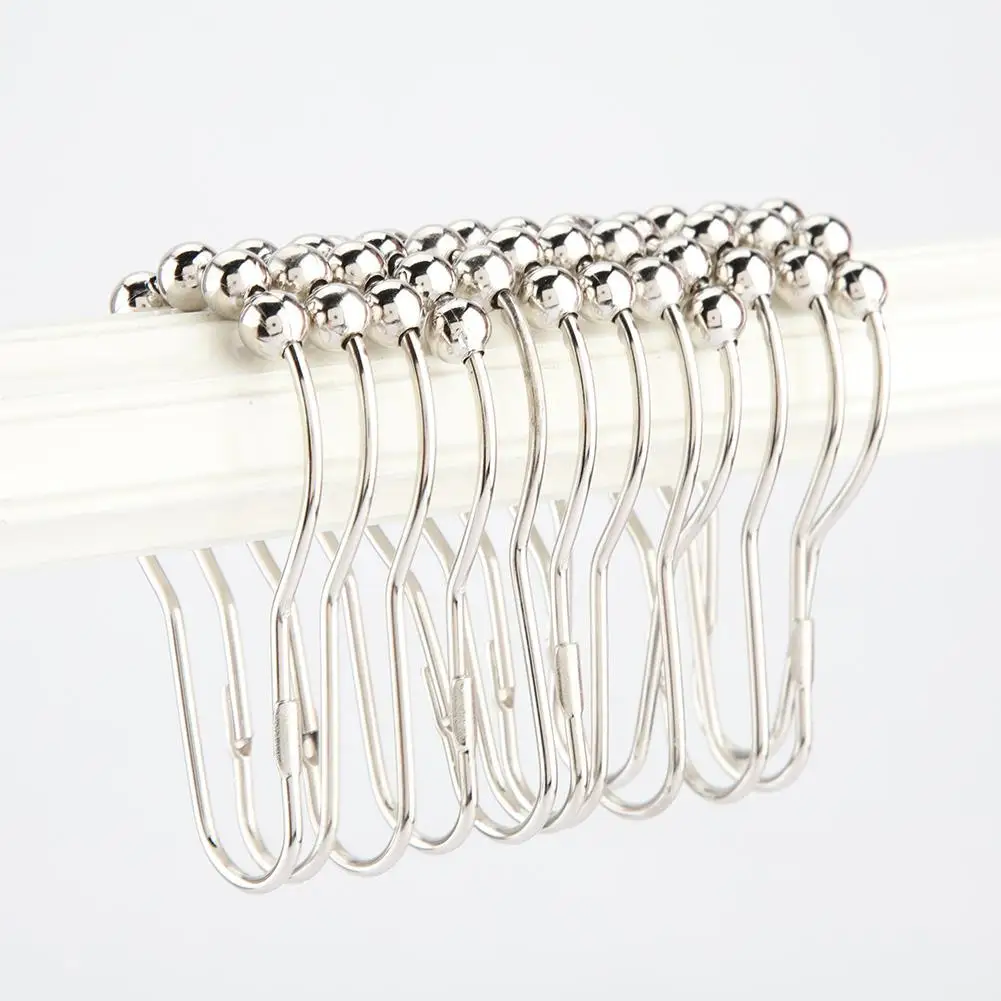 

12Pcs/set Suspender Buckle Rings Hook For Bathroom Wall Window Shower Curtain Hanger Hanging Hooks Bathroom Rack