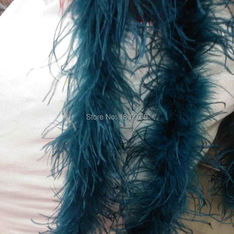 Beautiful 2 M 1 Strip Navy Ostrich Feathers Boa Quality Fluffy Costumes / Trim For Party