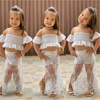 

Pudcoco 2019 New Arrival Fashion Newborn Baby Boys Drop Shoulder Cotton Solid Lace White Tops+skirt Outfits Clothes Set 1-6Y