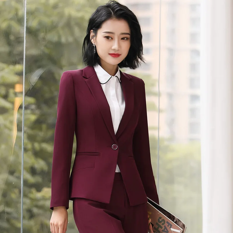 

Ladies Blazer Long Sleeve Blaser Women Suit Jacket Female Feminine Femme Burgundy Red Blue Black Blazer Autumn Office Workwear