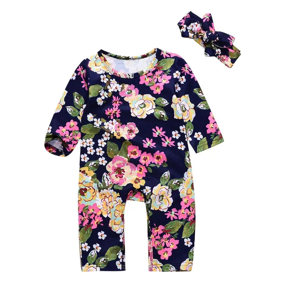 

VTOM Newborn Baby Rompers Long-sleeved Baby Girls Floral Rompers Cotton Infant Jumpsuits Baby Clothing with Quality Assurance