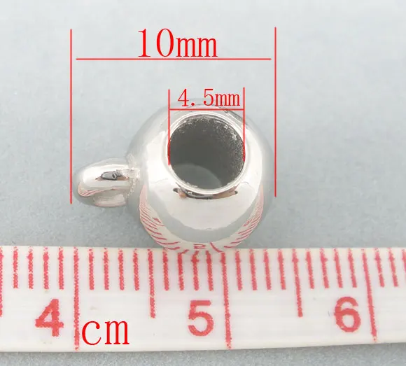 DoreenBeads 100 قطعة الفضة لهجة السلس كأس الكفالة الخرز صالح الأوروبي سحر 10x8 مللي متر (B03152) ، ييوو