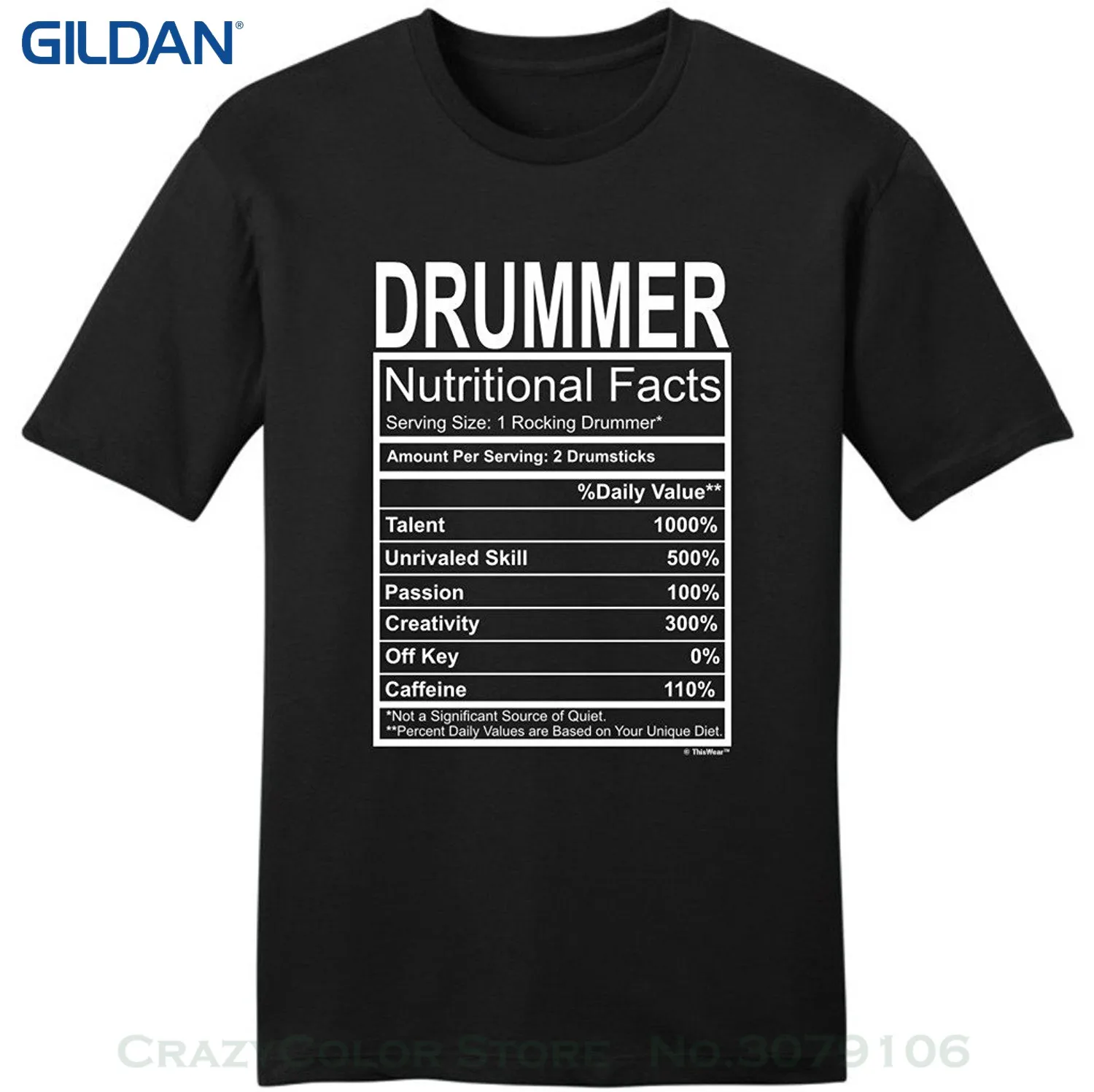 

Men T Shirt 2019 Summer 100% Cotton Drummer Gift Nutritional Facts Gag Gifts Funny Young Mens T-shirt