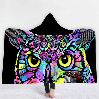 

Fashion Adults Kids Winter Warm Fleece Hooded Blanket Animal Print Sherpa Throws Blankets For Beds Sofa