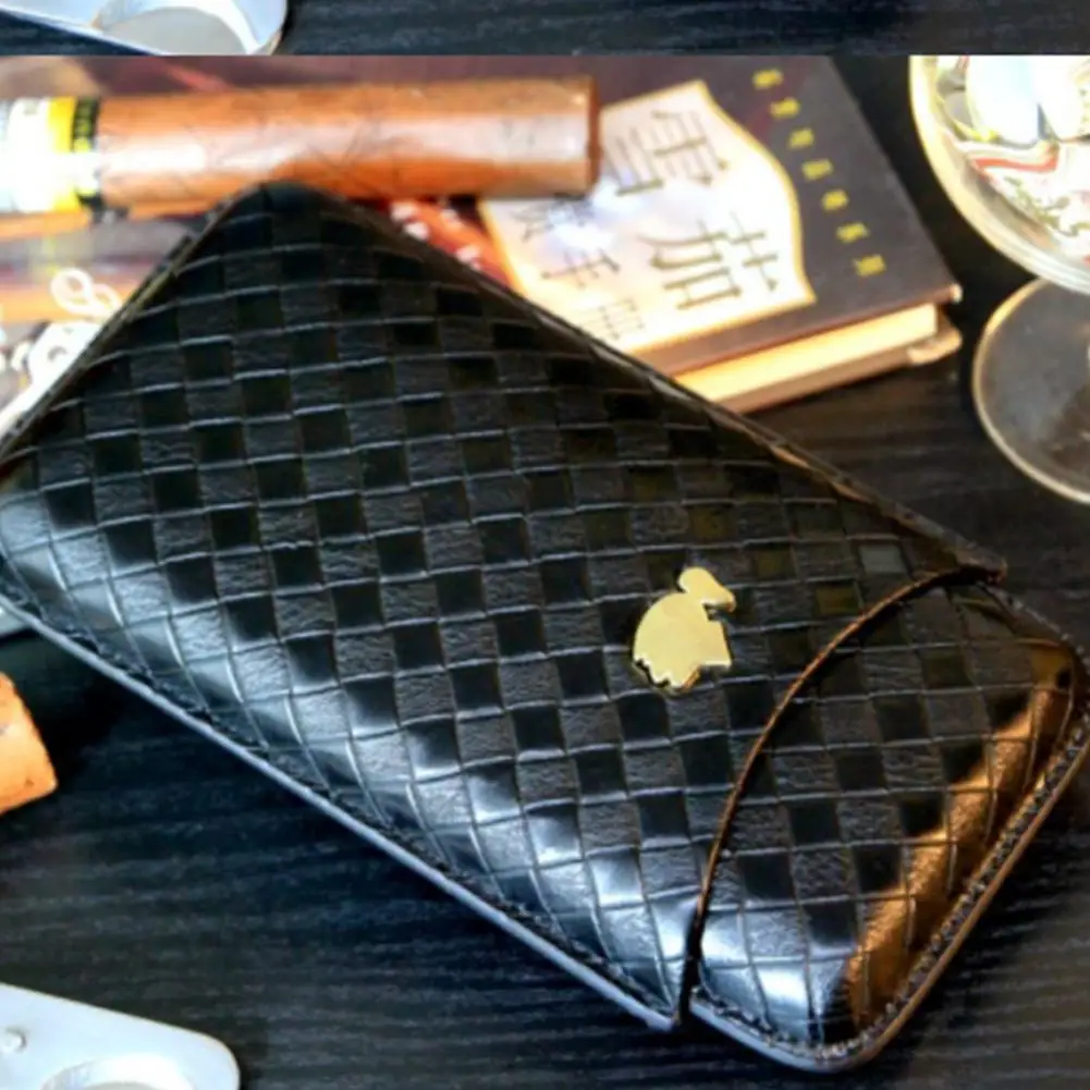 AUGKUN Cohiba модные коричневые кожаные тканый узор 3 чехол для сигар чехол хьюмидор держатель с функцией нарезки хранения портативная Сигара коробка