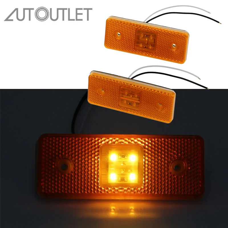 

AUTOUTLET 2PCS Amber Side Marker Indicator Light Turn Signal Lamp Fit for truck LED Yellow Warning Lamps Waterproof