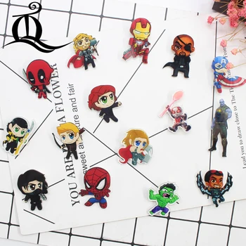 

American hero mix 1PCS Painting cartoon mix food for Clothing Acrylic Badges Kawaii Icons on The Backpack Pin Brooch Badge Z11