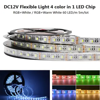 

NEW 4 in 1 RGBW LED Strip 5050 DC12V Flexible LED Light RGB+White / RGB+Warm White 4 color in 1 LED Chip 60 LEDs/m 5m/lot.