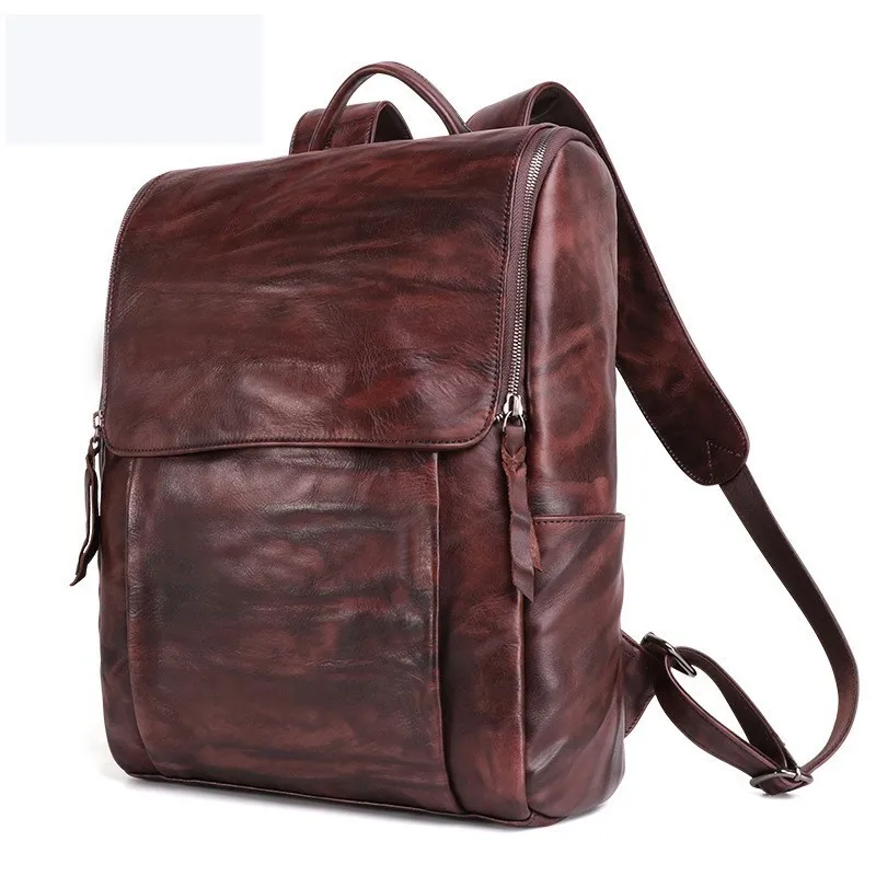 

Retro Genuine Leather Backpack Men Laptop Casual Shoulder Bag Men Backpacks Laptop Rucksack Men Travel Mochila Hombre Plecak Sac