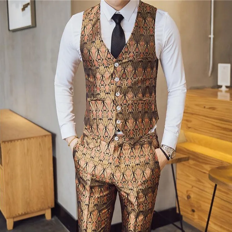 Brand New Slim Fit Casual Terno Masculino 3pcs/2pcs Suit Men Luxury New Pattern Dress Suits One Button Host Stage Tuxedo 3XL-M