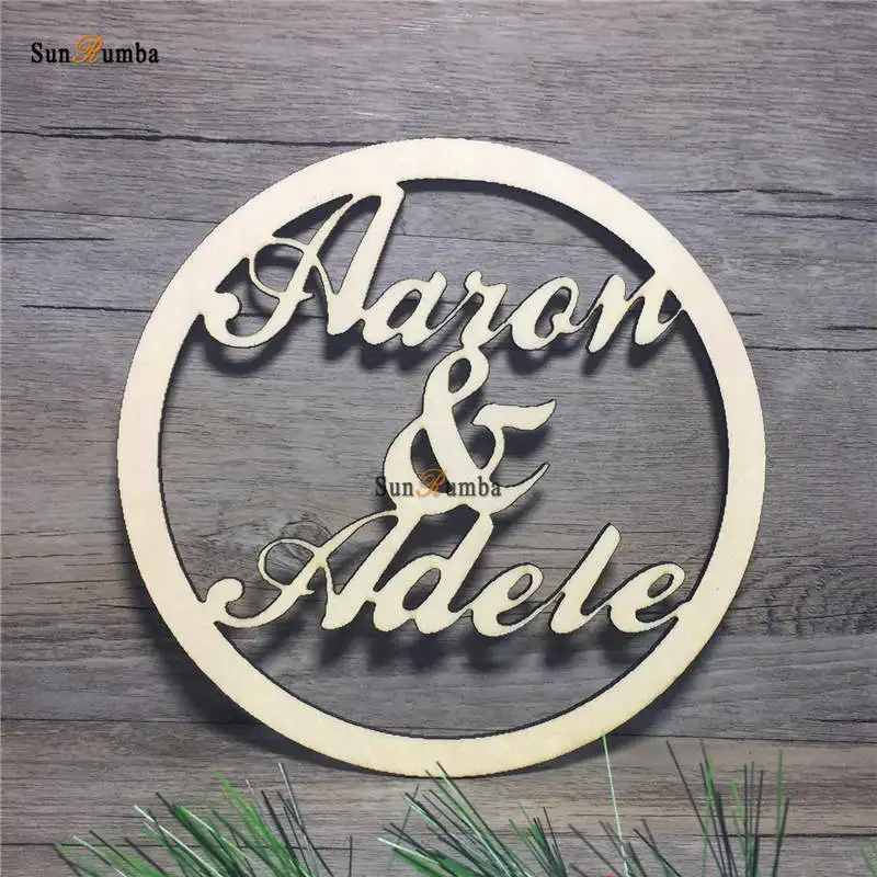 

Personalized Custom Name Wedding Circle Sign Hoop Style Wooden Hanging Signs Rustic Wedding Decoration Wood PhotoBooth Props
