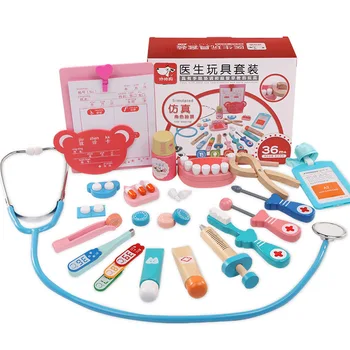 

Manufacturer Direct Wooden Children yi ju Play House Simulation Doctor Toys Set Girl Nurse Doctor Stethoscope