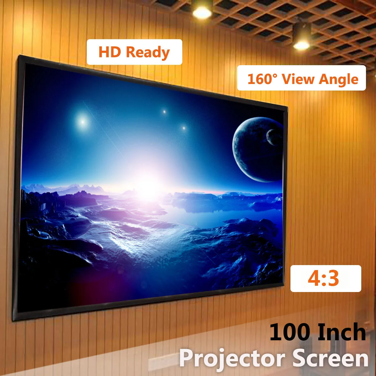 

Portable 100inch 3D HD Wall Mounted Projection Screen Canvas 4:3 LED Projector Screen For Home Theater