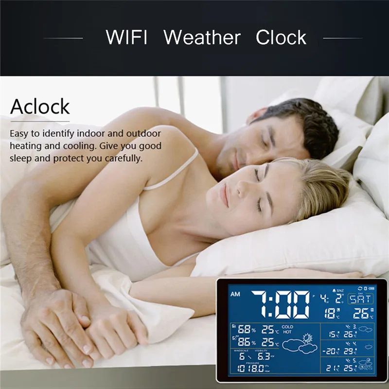 

ZEAST Household Weather Station Wifi Weather Clock Radio Digital Temperature Humidity Meter Clock Thermometer Connecting Phone