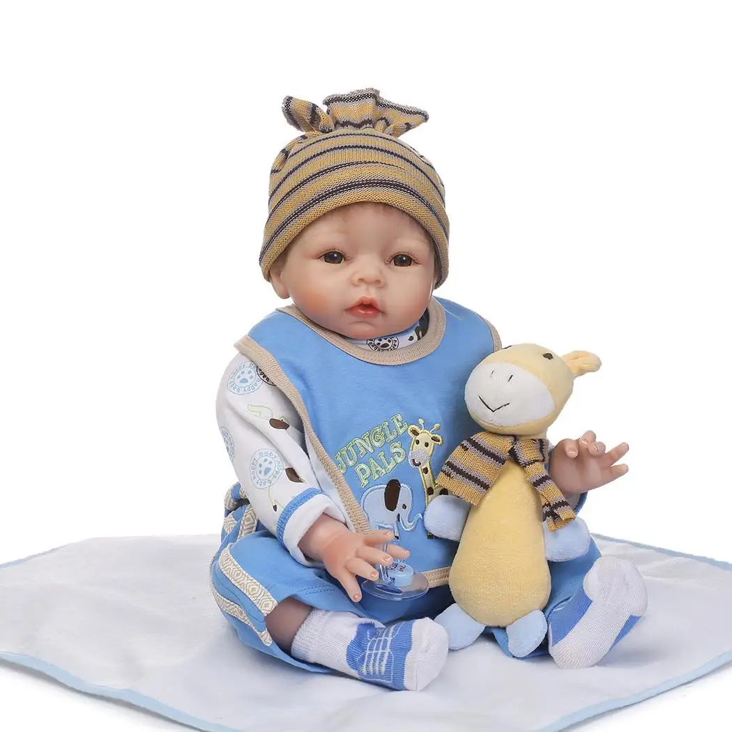 

Kids Soft Silicone Realistic With Clothes Reborn Baby Doll Collectibles Gift Playmate Unisex 2 4Years Opened Eyes Blue