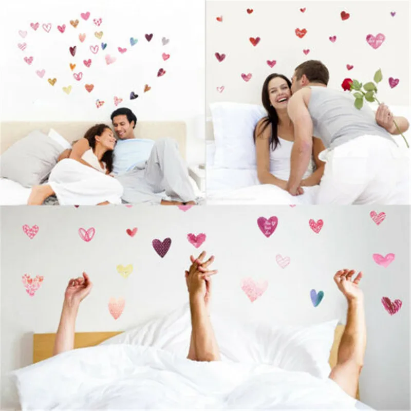Romantic Wall Sticker Removable Love Hearts Decal Home Room Art Mural