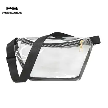 

2019 New Simple Transparent Waist Bags Women PVC Fanny Packs Girls Casual Small Waterproof Chest Shoulder Bags Bolsas Femimina