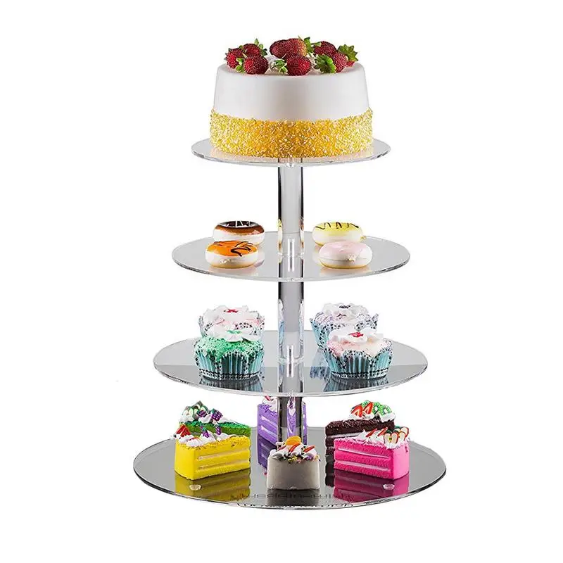 

Colorful Acrylic Plastic Wood Ceramic Fruit Plate Ktv Plastic Multi-layer Cake Plate Creative Dish Handle Crown Fruit Dishes