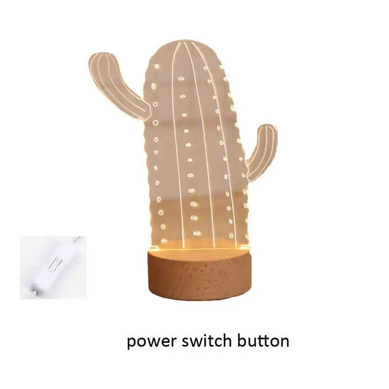 

Cactus LED Night Light USB Power Plant Shape Interior Decoration Light Children's Night Light Acrylic Indoor Small Table Lamp