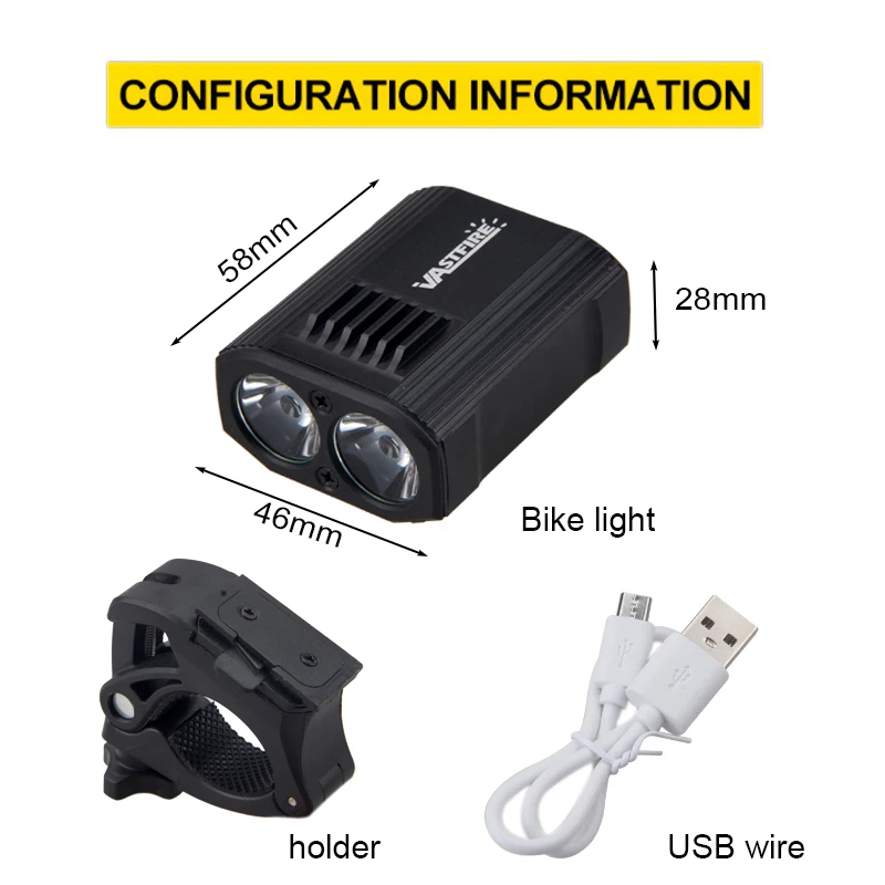 Водонепроницаемый USB велосипедный светильник Встроенный перезаряжаемый аккумулятор передний руль велосипедный головной светильник с задний фонарь для безопасности