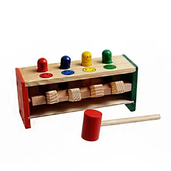 

Wooden Early Education Enlightenment Strike Trapeze Game Kids Funny Pile Driver Exercise Hand-Eye Coordination Toy