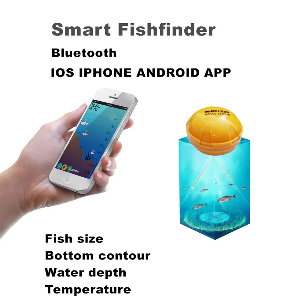 بلوتوث الذكية المحمولة عمق صياد السمك مع 36 M اللاسلكية الاستشعار سونار السونار Fishfinder ل بحيرة البحر الصيد المياه المالحة