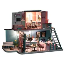 1/24 миниатюрный набор для кукольного домика для самостоятельного изготовления дом модель с светодиодный свет развивающие игрушки подарок на день рождения для Для детей и взрослых