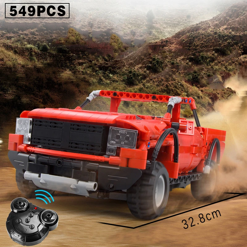 549pcs Technic Vehicles Remote Control Car Building Blocks Bricks 2.4Ghz Electric Red Pickup Trucks Model Toys Compatible Legoed