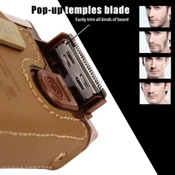 

Kemei km-5600 2 in 1 Leather Case Men Electric Shaver Reciprocating Rechargeable and Cordless Razor Vintage Brown