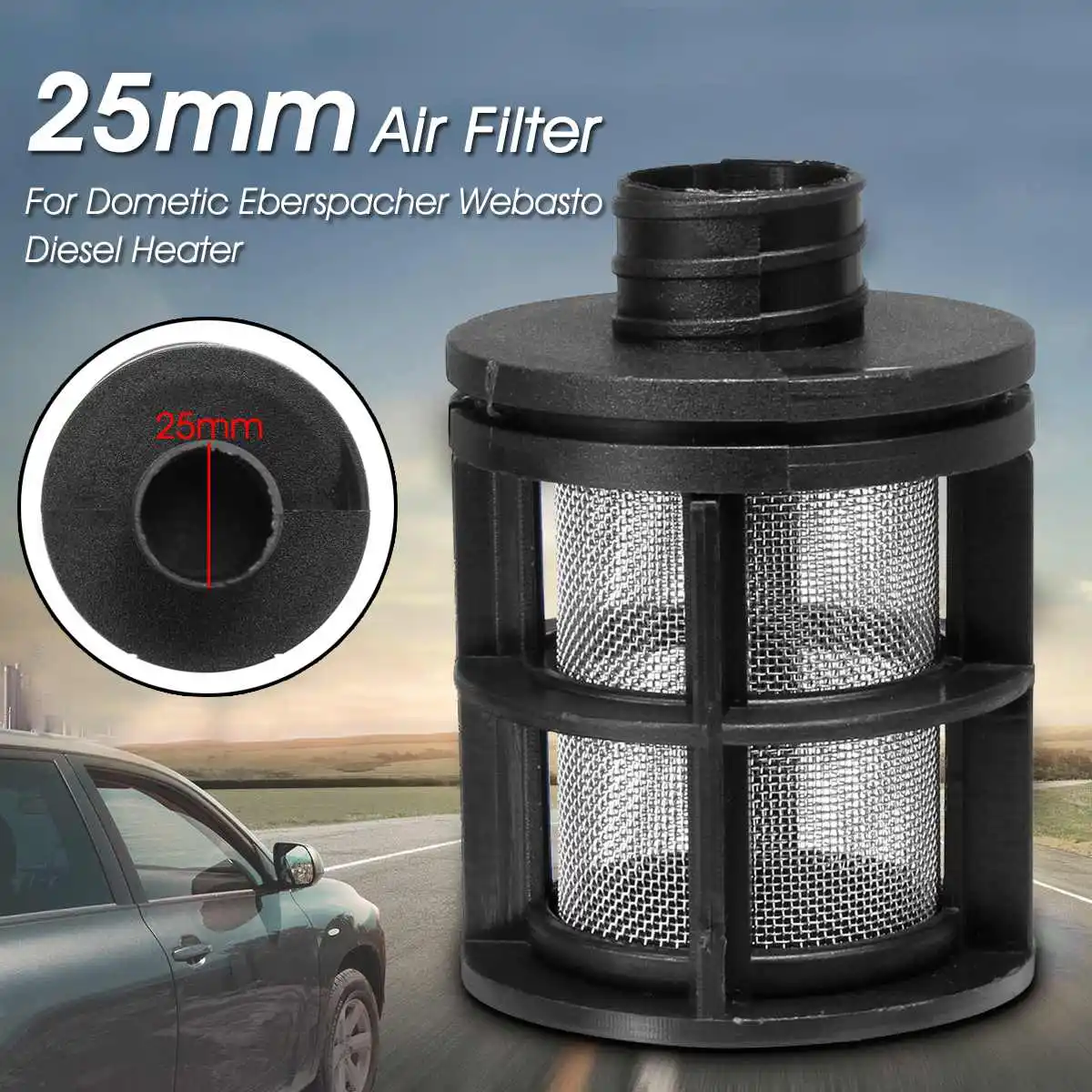 Black 25mm Auto Air Intake Filter Silencer For asto Dometic