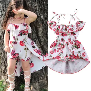 

0-5T Girls Dresses 2019 New Summer Fashion Toddler Baby Kids Floral Print Sleeveless Clothes Party Bib Strap Tutu Dress Girl kid