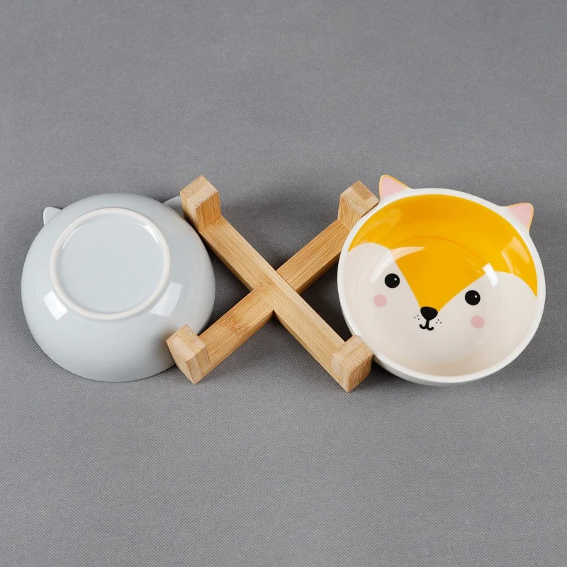 Elevated Dog And Cat Pet Puppy Feeder Premium Ceramic Cartoon