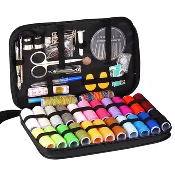 

98pcs DIY Sewing Box Multi-function Threads Sewing Box Kit for Hand Quilting Stitching Thread Threader Tape Scissor Storage Bag