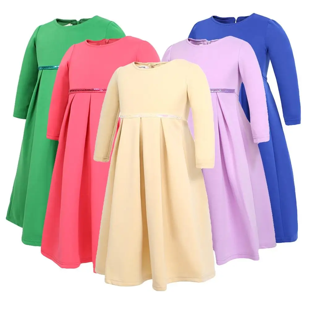 3 Piece Abaya Hijab Dress Girls Muslim Scarf Bow Robes Prayer Sets Niqab Burqa Kids Solid Loose Abayas Islamic Clothing Ramadan